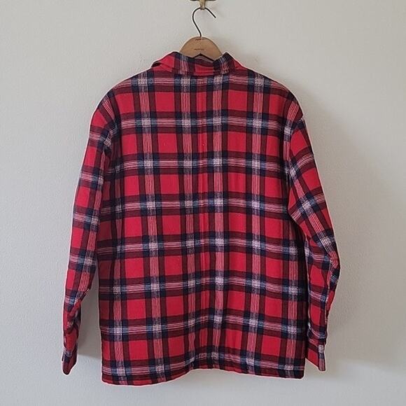 Bull Run Red Plaid Flannel Lined Button Front Jacket Size Medium M - Picture 3 of 7